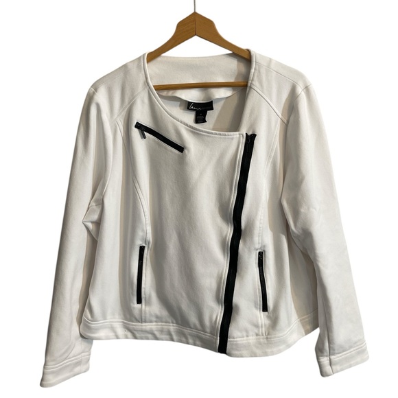 Lane Bryant Jackets & Blazers - X3- Lane Bryant Ivory Sweater Jacket  Zipper Accents